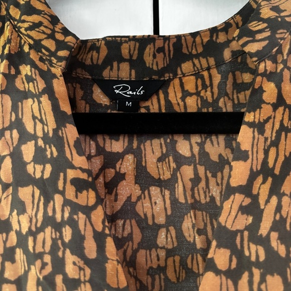 Rails Maple Dress Batik Cheetah Leopard Size Medium Long Sleeve Cinch Midi Dress - Picture 7 of 16